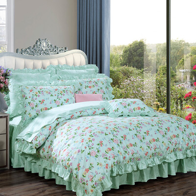 

Bravo) Fu Anna produced bedding cotton twill sweet printing four-piece grass grass quiet dream 1.5 m bed (quilt 203 * 229cm) green
