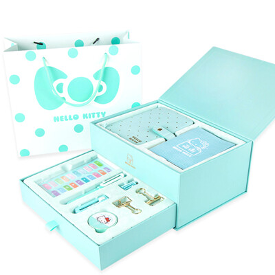 

kinbor handbook 14 stationery gift set leather hand book pen paper tape Hello Kitty Cattle Blue DTB6507