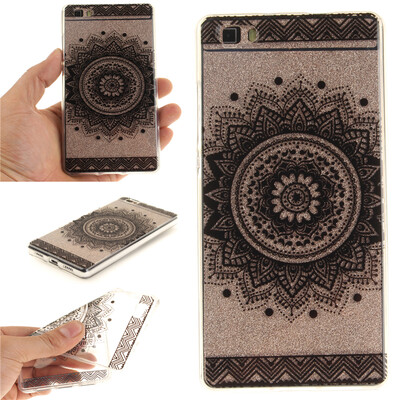 

Black mandala Pattern Soft Thin TPU Rubber Silicone Gel Case Cover for HUAWEI P8 LITE