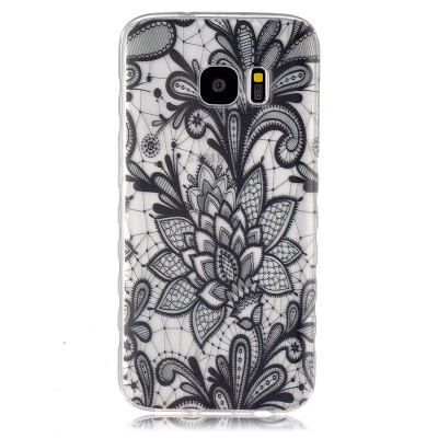 

Black Rose Pattern Мягкий тонкий ТПУ Резиновая крышка силиконовый гель чехол для SAMSUNG GALAXY S7