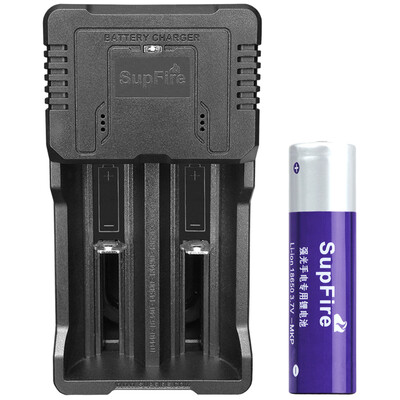 

SUPFIRE USB Multifunction Portable Double-slot Li-ion Charger for 18650 18490 26650 16340 14550 10440 Rechargeable Batteries