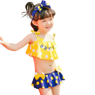

Qiaohai (QIHAI) 6601-8 новые большие детские детские купальники отдельные девушки сексуальная волна точка Корейский горячий весенний купальник желтый XXL код