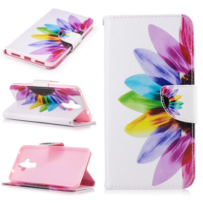 

Colorful flower Design PU Leather Flip Cover Wallet Card Holder Case for HUAWEI Mate 9