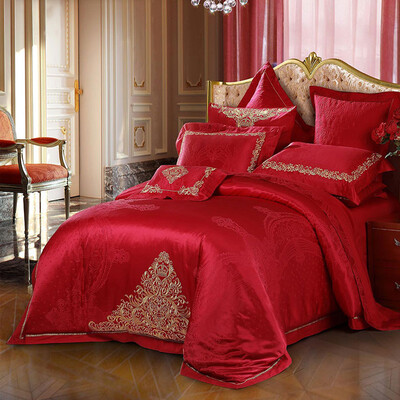 

Mercury Home Textiles (MERCURY) свадебная жаккардовая вышивка красная десять наборов новой принцессы Монако, чтобы увеличить двуспальные свадебные постельные принадлежности шириной 1.8 метра