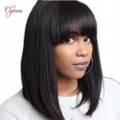 

Cheap price Full Lace wigs with Bangs 150 density Short human hair wigs Unprocessed Brazilian Short Bob full lace wigs