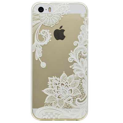 

Lace flowers Pattern Soft Thin TPU Rubber Silicone Gel Case Cover for IPHONE 5/5S/5SE