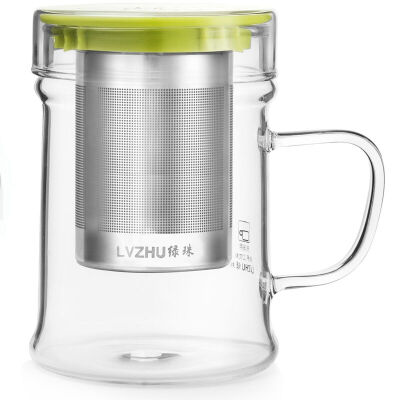 

Jingdong supermarket] green beads lvzhu 400ml home office with a lid with a thicker heat-resistant high-borosilicate glass three-piece blister tea cup A1031 Khaki