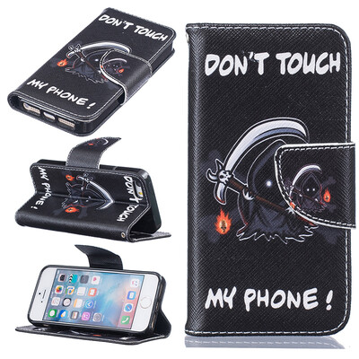 

Grim Reaper Design PU кожа флип Обложка Кошелек Карты Держатель чехол для IPHONE 5/5S/5SE