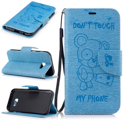 

Light Blue Bear Embossed PU Leather Wallet Case Classic Flip Cover with Stand Function and Credit Card Slot for SAMSUNG Galaxy A5