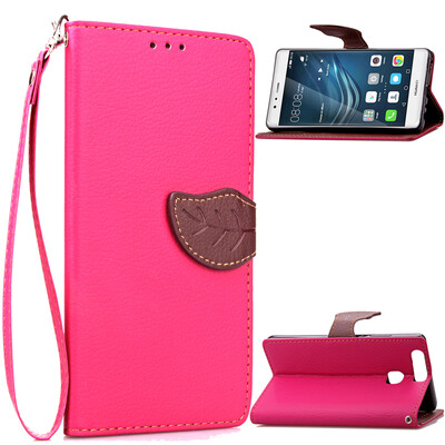 

Pink Design PU Leather Flip Cover Wallet Card Holder Case for Huawei P9 Plus