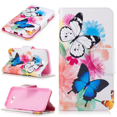 

Two Butterflies Design PU Leather Flip Cover Wallet Card Holder Case for Samsung Galaxy J3 2017