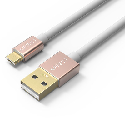 

Eiffel AIFFECT UM2A1-RR10 aluminum shell security cable mobile phone flat panel data cable Micro USB power cord support millet Huawei&other rose gold 1 meter