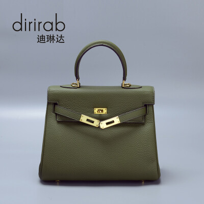 

Dirirab Genuine Leather Handbag Headband Leather Kelly Bag European&American Wind Handbag Shoulder Messenger Bag