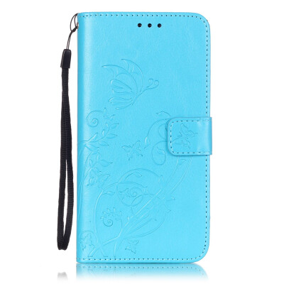 

Blue Flower Design PU Leather Flip Cover Wallet Card Holder Case for SAMSUNG S4MINI