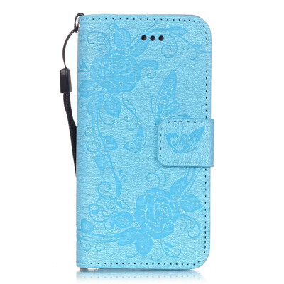 

Blue Butterfly Design PU Leather Flip Cover Wallet Card Holder Case for IPHONE 6