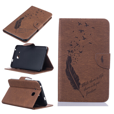 

Brown feathers Style Embossing Classic Flip Cover with Stand Function and Credit Card Slot for SAMSUNG GALAXY Tab A 7.0 T280