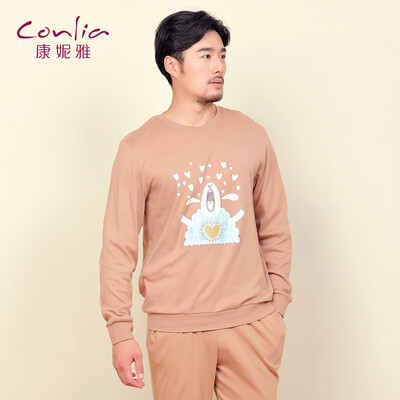

Conlia Men's Home Pajamas 2017 весна и лето новая круглая шея длинный рукав брючный костюм коричневый цвет XXXL 531611058306