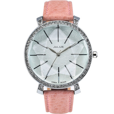 

Julius часы моды серии пятиконечная звезда граненый алмаз белый воротник водонепроницаемый кварц дамы часы порошок лента JA-517B