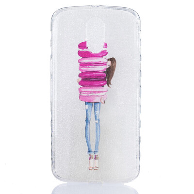 

Girl holding cake Pattern Soft Thin TPU Rubber Silicone Gel Case Cover for Moto G4G4 Plus