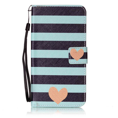 

Blue Stripes Design PU Leather Flip Cover Wallet Card Holder Case for LG LS775