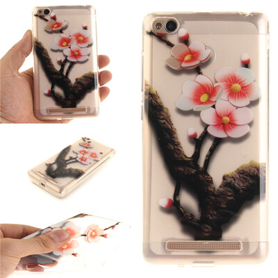 

Four plum blossoms Pattern Soft Thin TPU Rubber Silicone Gel Case Cover for XiaoMi Red mi 3