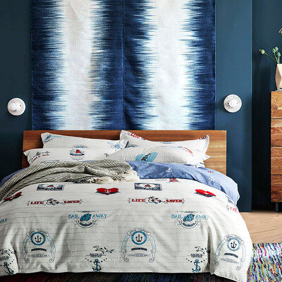 

Ying Xin home textiles cotton four sets of washed cotton simple twill striped bed sheets quilt bed four sets of apply 15 18 m bed gray sky