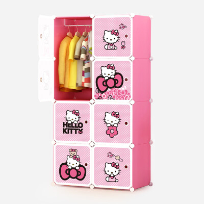 

【Jingdong Supermarket】 Kou Si Holle kitty environmental protection resin wardrobe 8 door 6 grid 1 linked cartoon wardrobe storage cabinet lockers