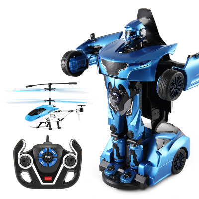 

Starlight (Rastar) 74700-14 1: 14RS police remote control deformation car charging helicopter suit combination blue