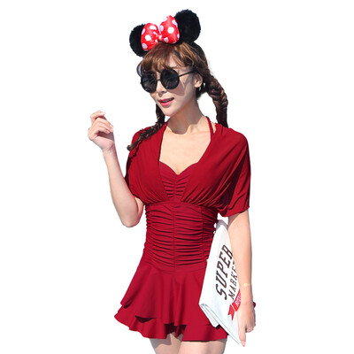

Qihai QIHAI 6116-7 new swimsuit female steel care sexy back to the hot spring was thin swimsuit piece body skirt cover cover Korean version purple XXL code