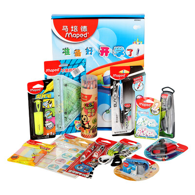 

Ма Peide (Maped) CH899942 школьный набор (ножницы + ручка + компас + линейка + ластик + + памятка + Имя степлер сообщений)