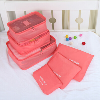 

Jingdong supermarket] according to the empire EDO waterproof travel bag bag luggage handle bag underwear storage 6 sets of finishing package watermelon red