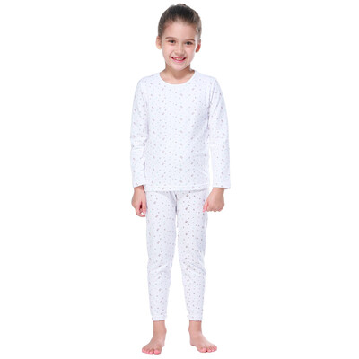 

Red Beans (Hodo) Children's Underwear Set Women's Big Child Cotton 97% Cotton Home Pajamas Set HD6012 White 170