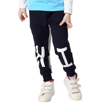 

Xin Song boys hide the blue plate printed letters leisure sports trousers in the big children spring&autumn basic sports trousers E006B130
