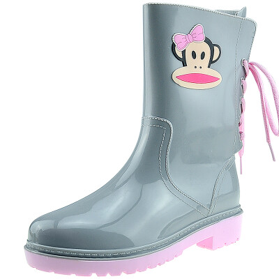 

[Jingdong supermarket] PaulFrank mouth monkey rain boots fashion boots women in the tube after the series with water shoes PF1002 purple 38 yards