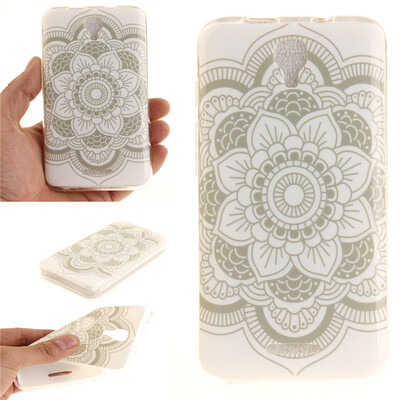 

White flowers Pattern Soft Thin TPU Rubber Silicone Gel Case Cover for ALCATEL PIXI 4 50