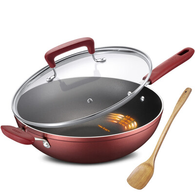 

Jingdong supermarket Ai Shida 30CM oil you control the new non-stick small smoke frying pan CL30Y5WT-C non-stick pot less fume induction cooker general wine red