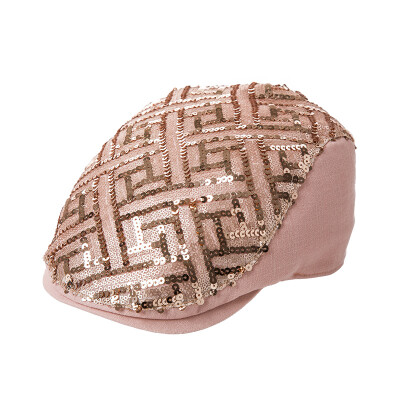 

Jingdong Supermarket] Siggi SI88306 hat ladies autumn and winter Korean version of the tide cap cap mermaid sequins painter hat fashion sunscreen sun hat gold pink 57.5CM