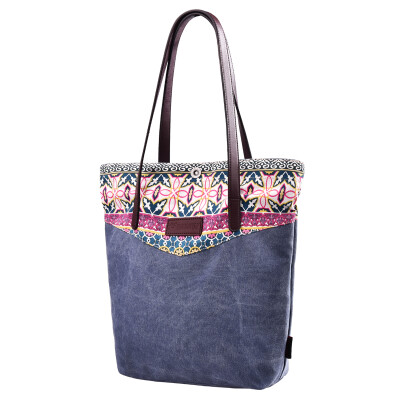 

Bean Drums Shoulder Bag Women Korean Casual Canvas Fashion Ethnic Style Flower Handbag Shopping Bag G62805 Blue