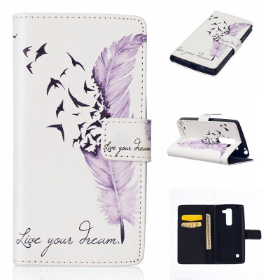 

Plumes Design PU Leather Flip Cover Wallet Card Holder Case for LG Spirit H422