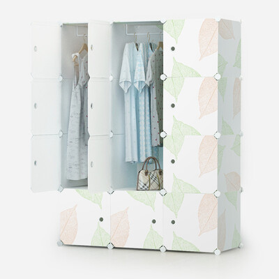 

Jingdong supermarket] Kou Si simple wardrobe adult plastic composite resin wardrobe simple modern assembly double bedroom folding storage 12 door 6 grid 2 hanging