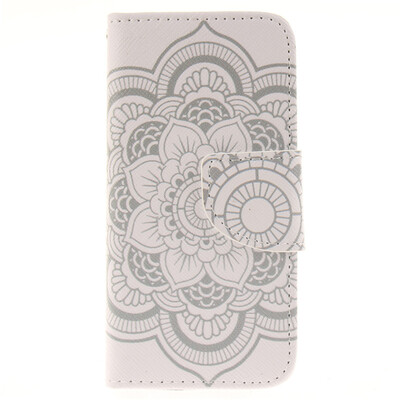 

White flowers Design PU Leather Flip Cover Wallet Card Holder Case for IPHONE 5C