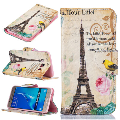 

Paris Tower Design PU Leather Flip Cover Wallet Card Holder Case for SAMSUNG Galaxy J5 2016J510