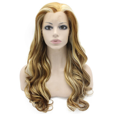 

Iwona Synthetic Hair Lace Front Long Wavy Highlight Blonde Wig