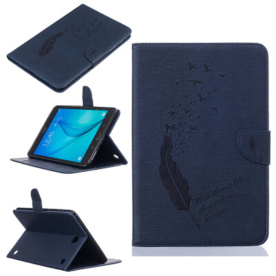 

Blue feathers Style Embossing Classic Flip Cover with Stand Function and Credit Card Slot for SAMSUNG GALAXY Tab A 8.0 T350