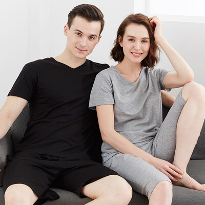

Small nurse pajamas home service men&women modal cotton summer can wear short-sleeved home service ZST005 loose big version classic black  185115