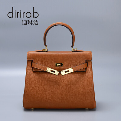 

Dirirab Genuine Leather Handbag Headband Leather Kelly Bag European&American Wind Handbag Shoulder Messenger Bag