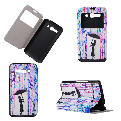 

Girl under Umbrella Design PU Leather Flip Cover Wallet Card Holder Case for Alcatel One Touch Pop C9