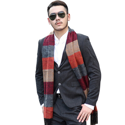 

Meng Sike (MSEK) MWJ130003 men's scarves Korean thick warm lattice scarf orange