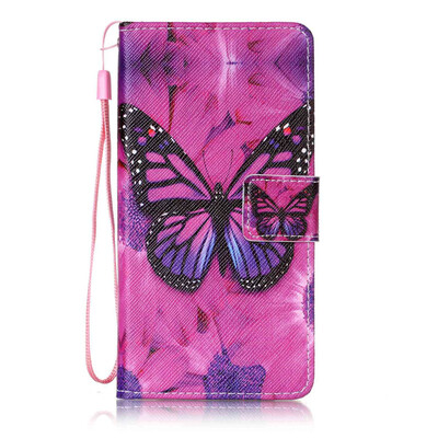 

Black Butterfly Design PU Leather Flip Cover Wallet Card Holder Case for Huawei Honor 7