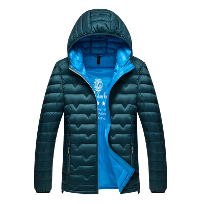 

Antarctic men's down jacket fashion solid color wild hooded casual down jacket 1905 sea blue green